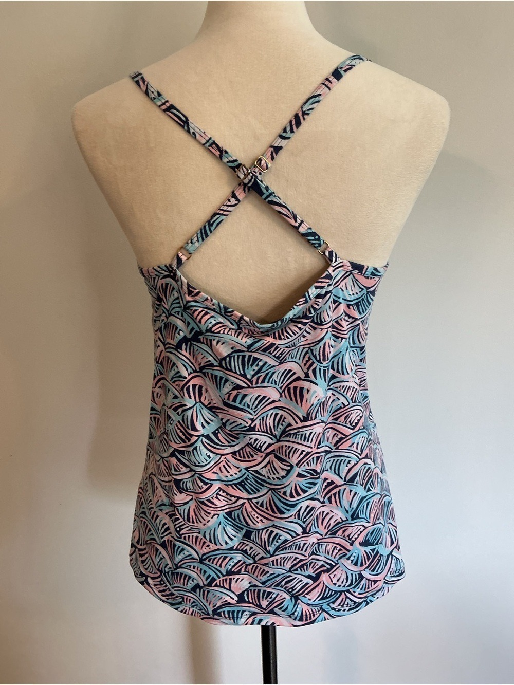 Lilly Pulitzer Luxletic Adjustable Pink & Blue Print Tank - Picture 4 of 9